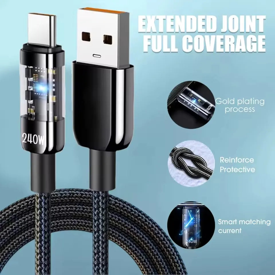 Premium 240W Nylon USB Type C Charging Cable
